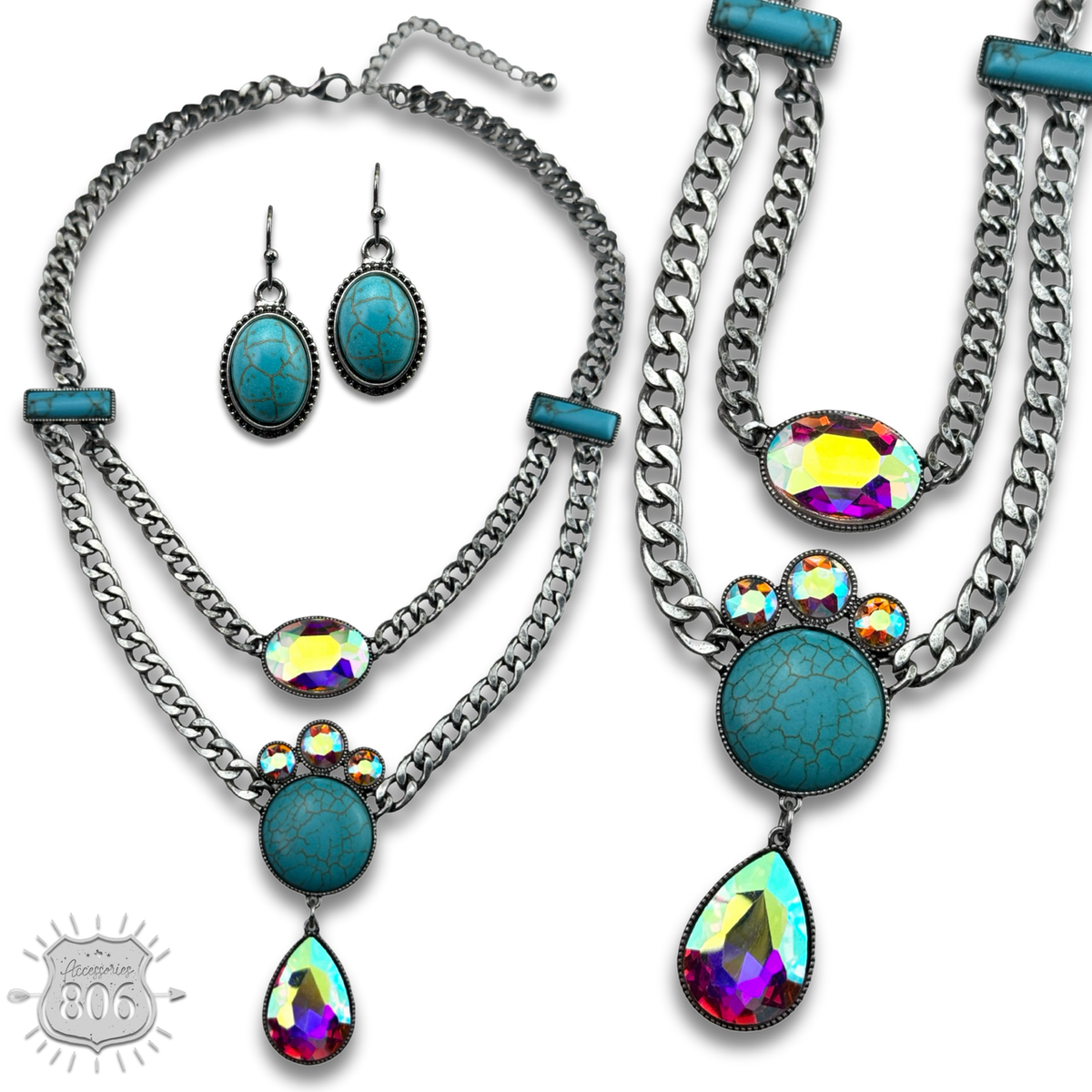 Rhinestone charmed necklace set - LC