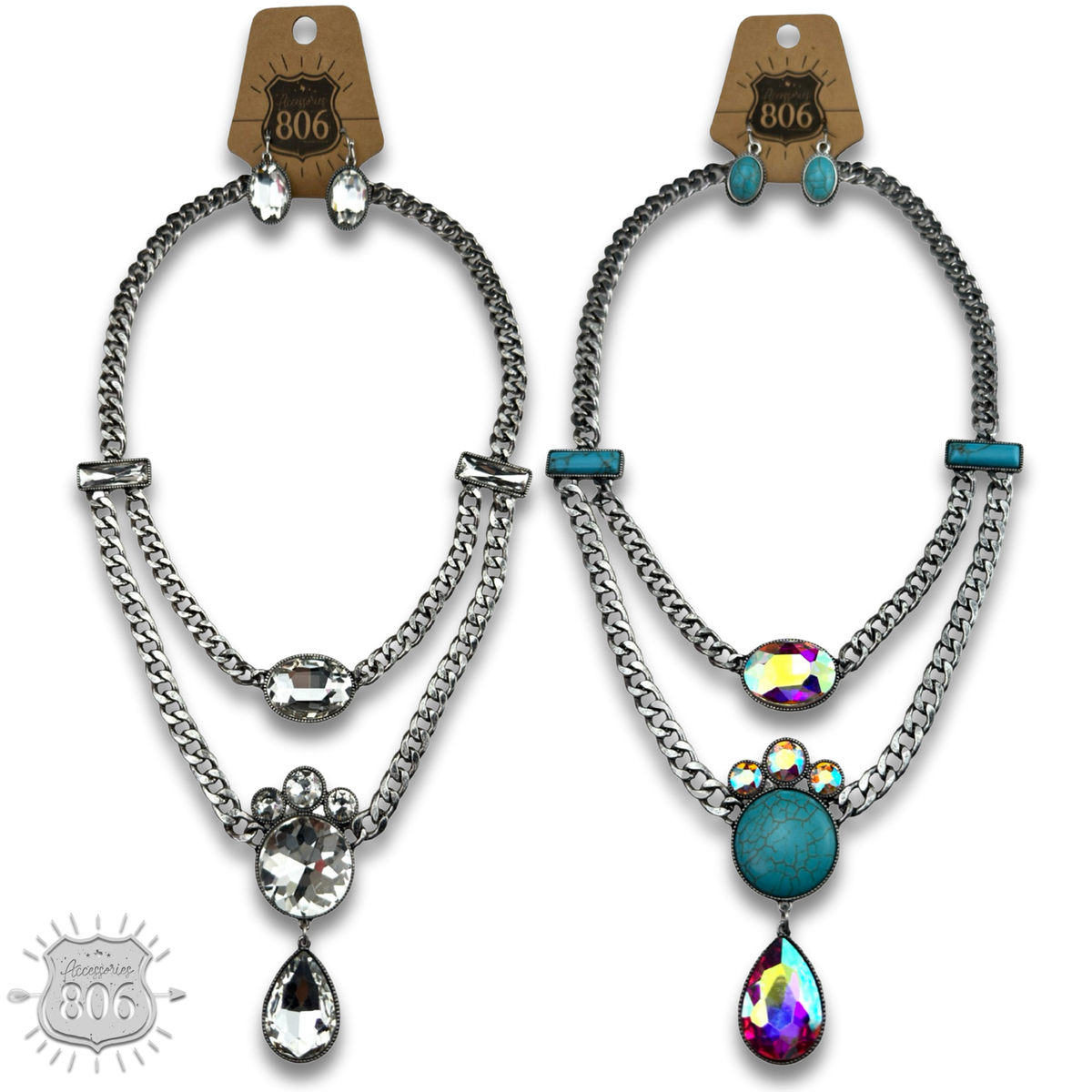 Rhinestone charmed necklace set - LC