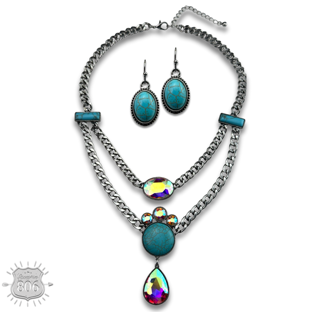 Rhinestone charmed necklace set - LC
