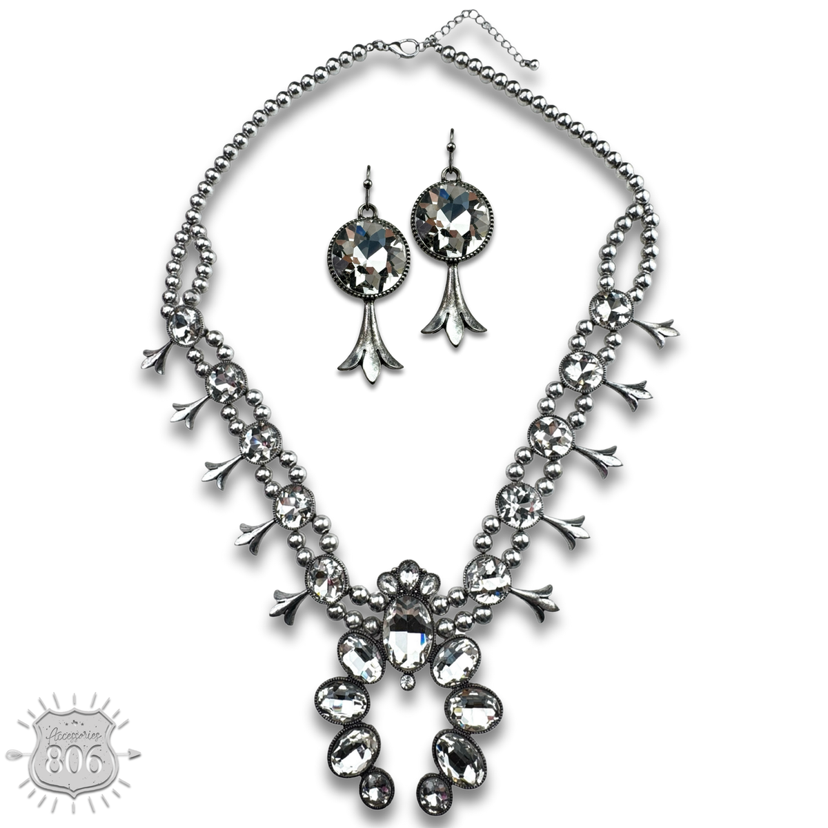 Rhinestone squash blossom necklace set - LC