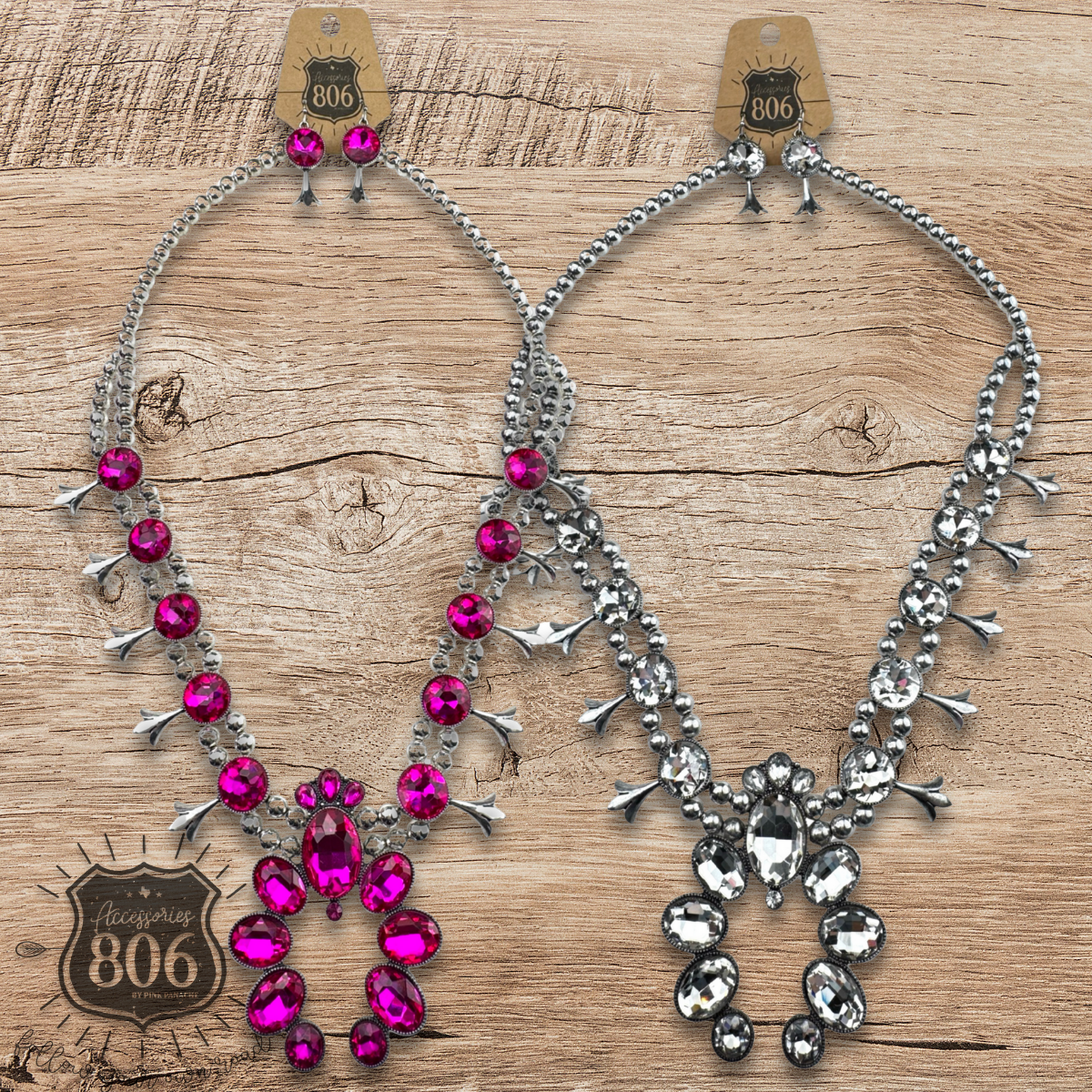 Rhinestone squash blossom necklace set - LC