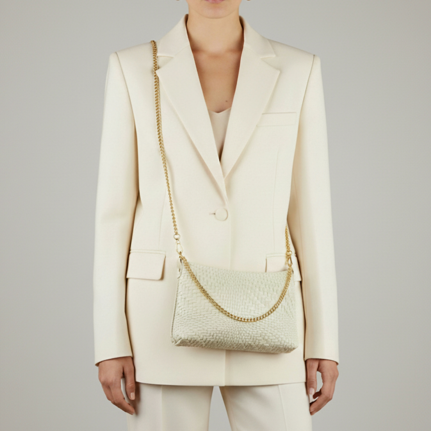 Italian Genuine Basketweave-Embossed Suede Crossbody Bag | Bergamo