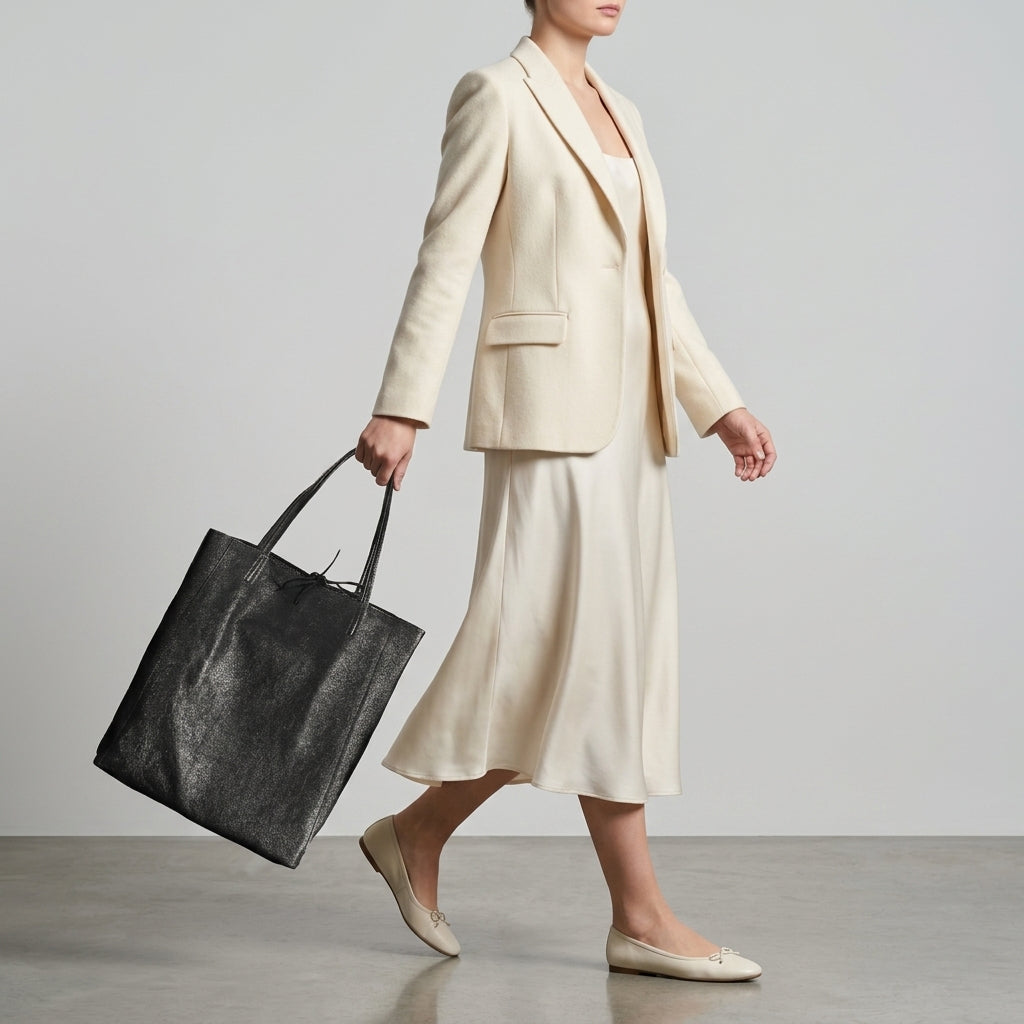 Italian Genuine Metallic Suede Tote Bag | Pisa