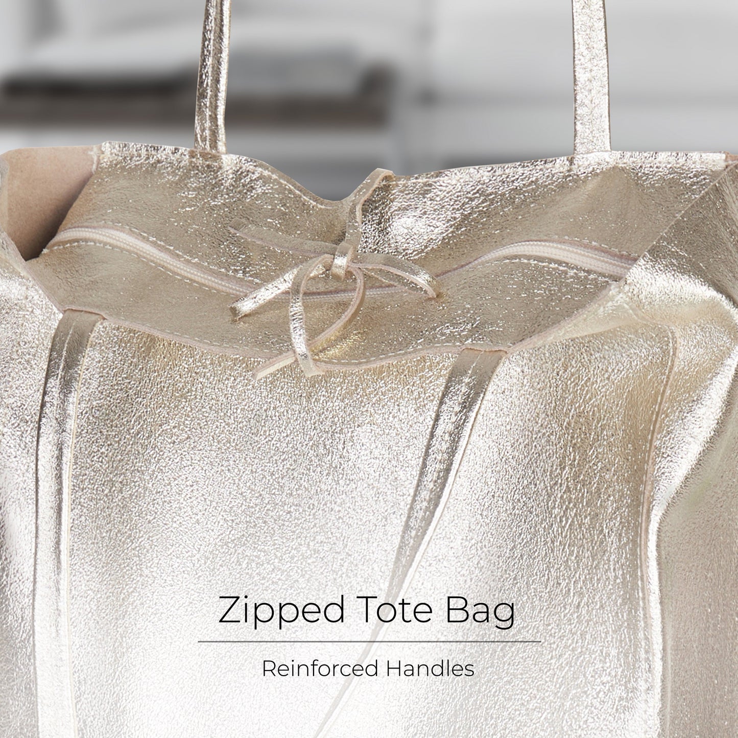 Italian Genuine Metallic Suede Tote Bag | Pisa