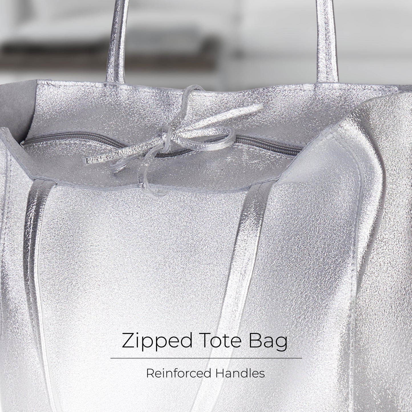 Italian Genuine Metallic Suede Tote Bag | Pisa