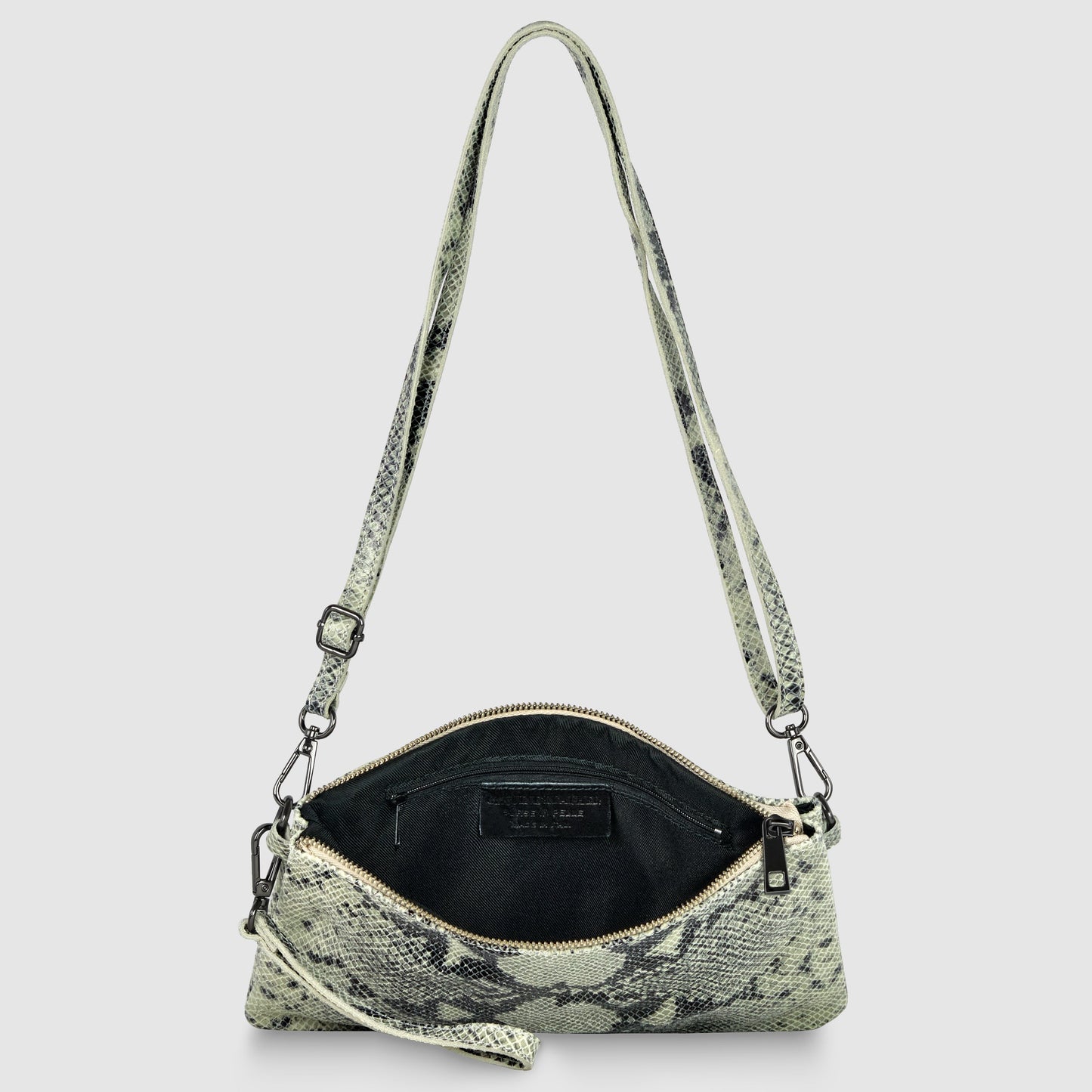Italian Genuine Python-Print Suede Crossbody Bag | Lecce