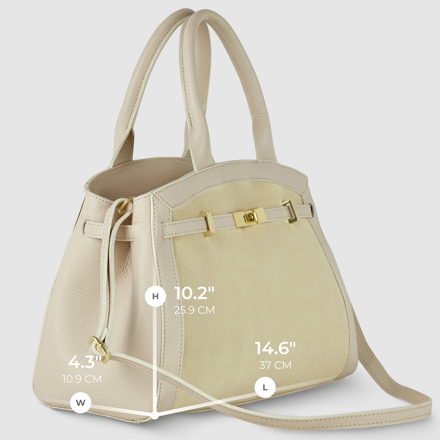 Italian Genuine Suede & Full-Grain Leather Top-Handle Bag | Forlì