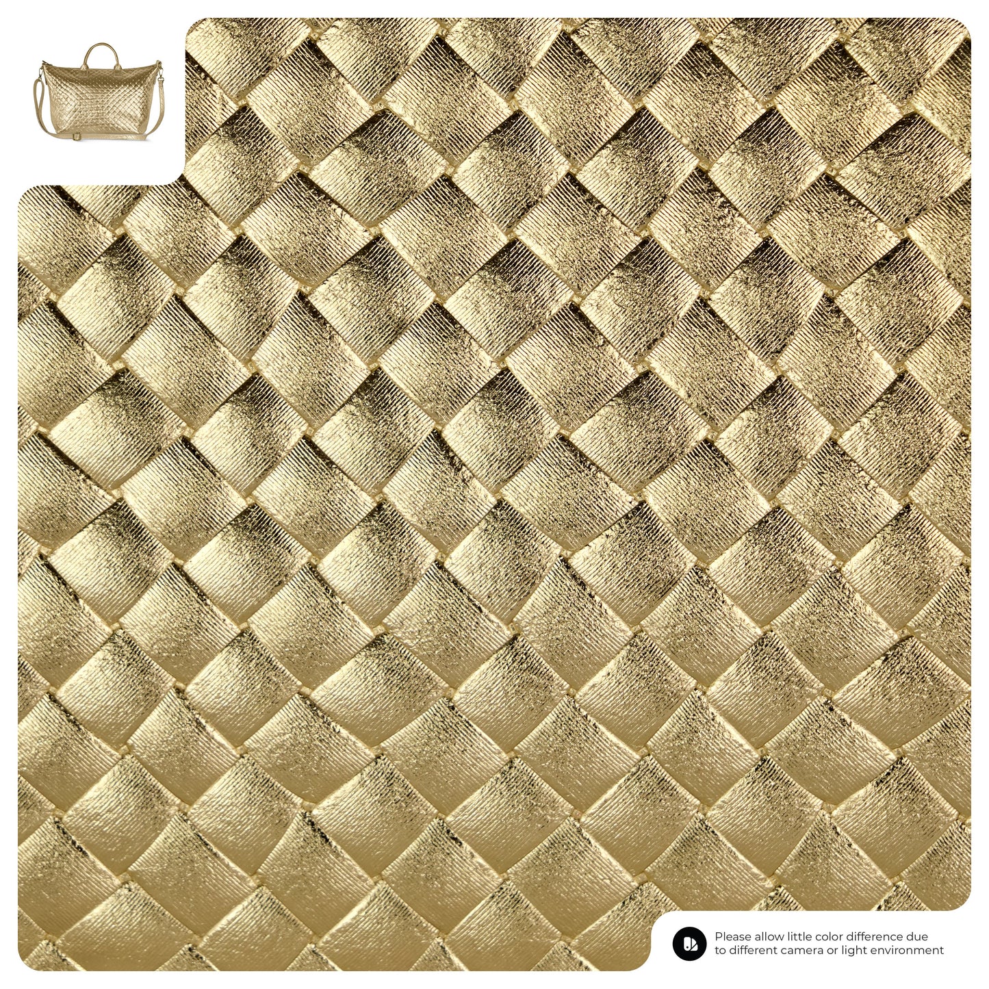 Italian Genuine Woven-Embossed Metallic Suede Top-Handle Bag | Urbino