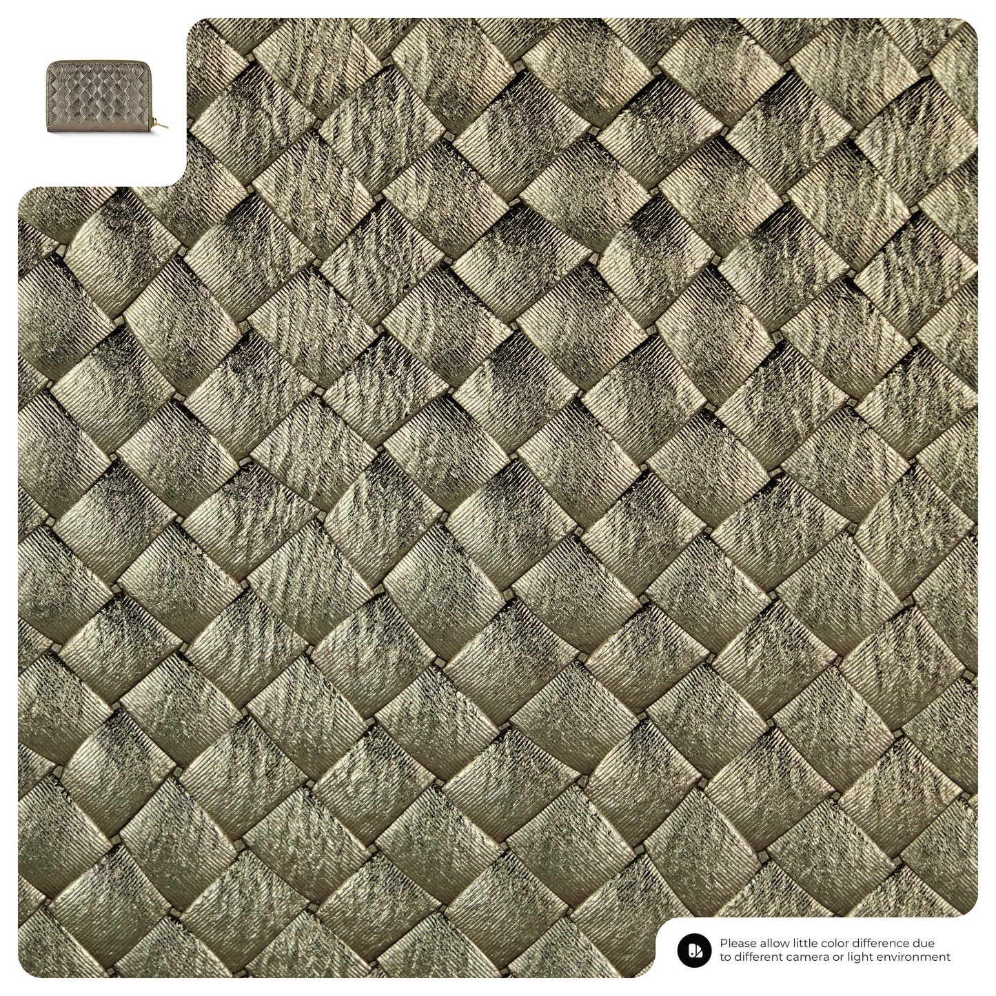 Italian Genuine Woven-Embossed Metallic Suede Wallet | Pesaro