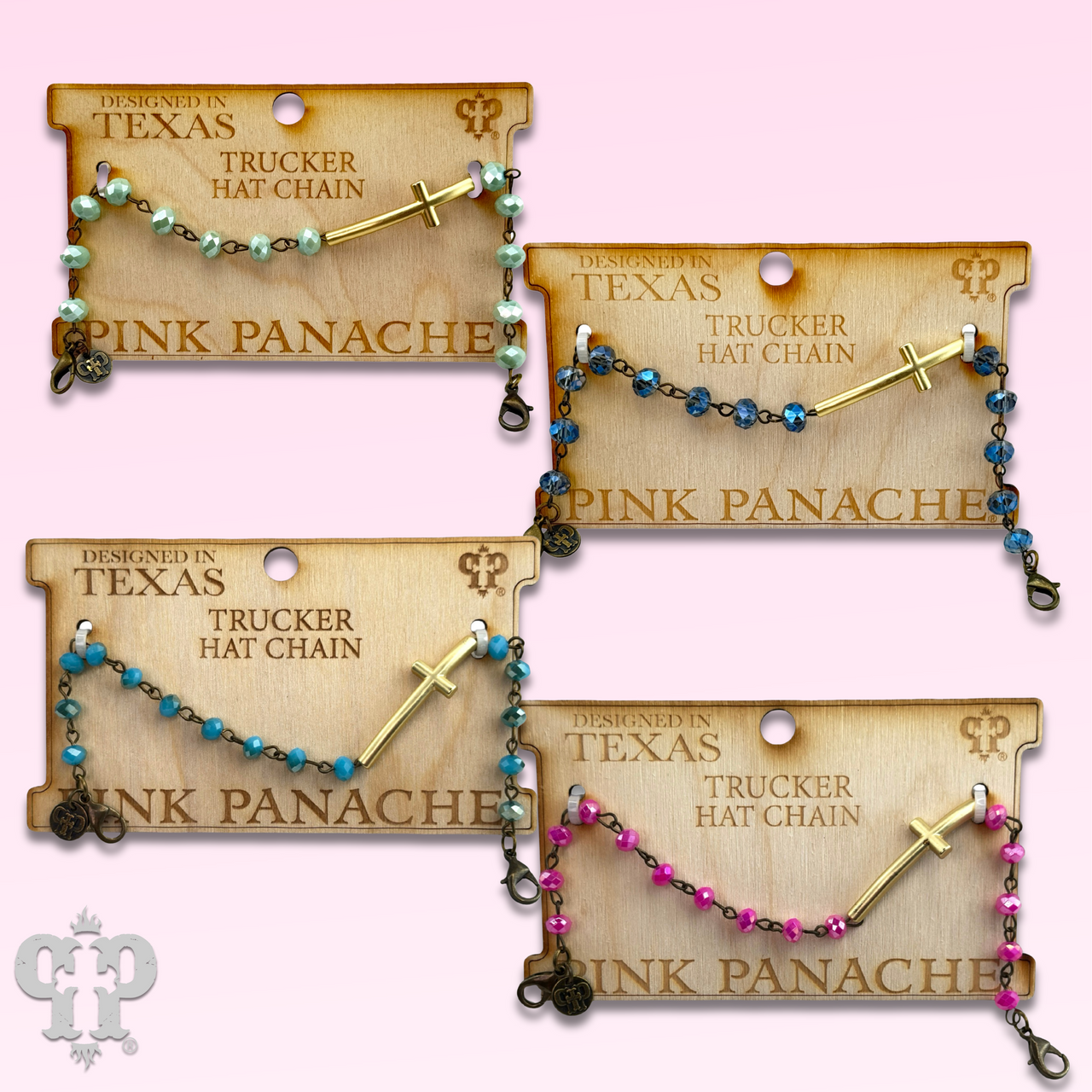 Gold cross beaded trucker hat chain