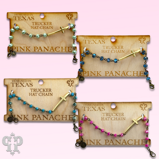 Gold cross beaded trucker hat chain