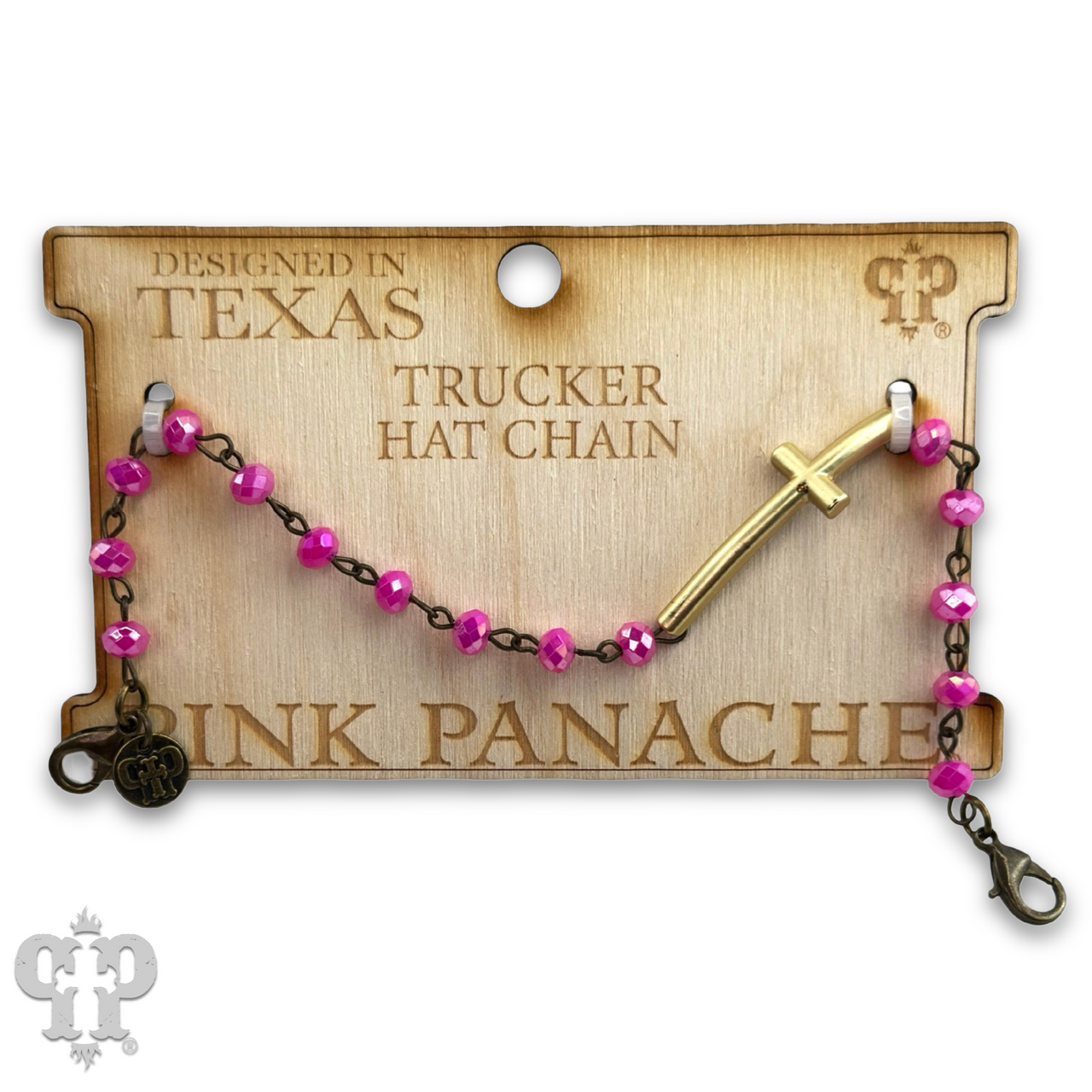Gold cross beaded trucker hat chain