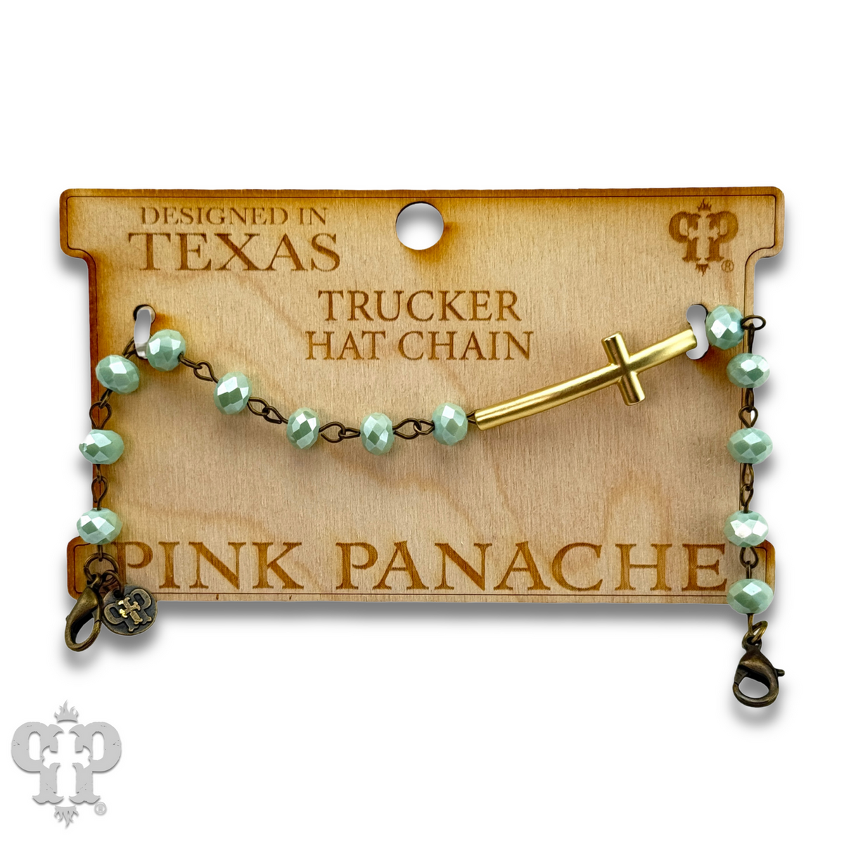 Gold cross beaded trucker hat chain