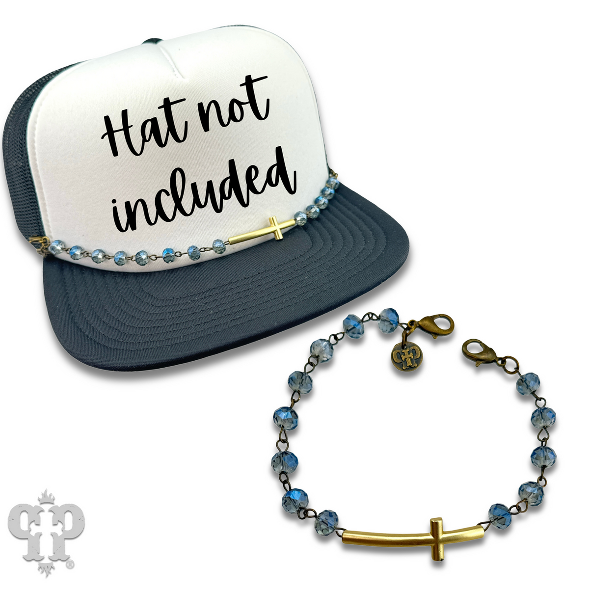 Gold cross beaded trucker hat chain