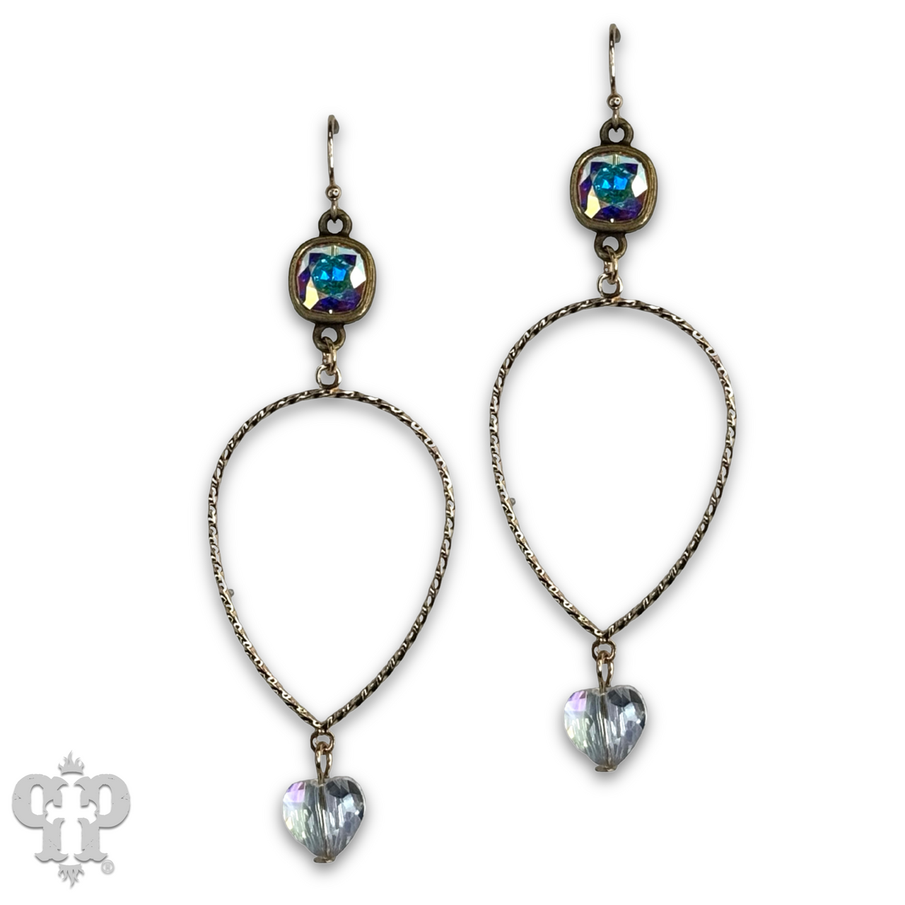 Crystal heart teardrop earring with Austrian crystal - LC