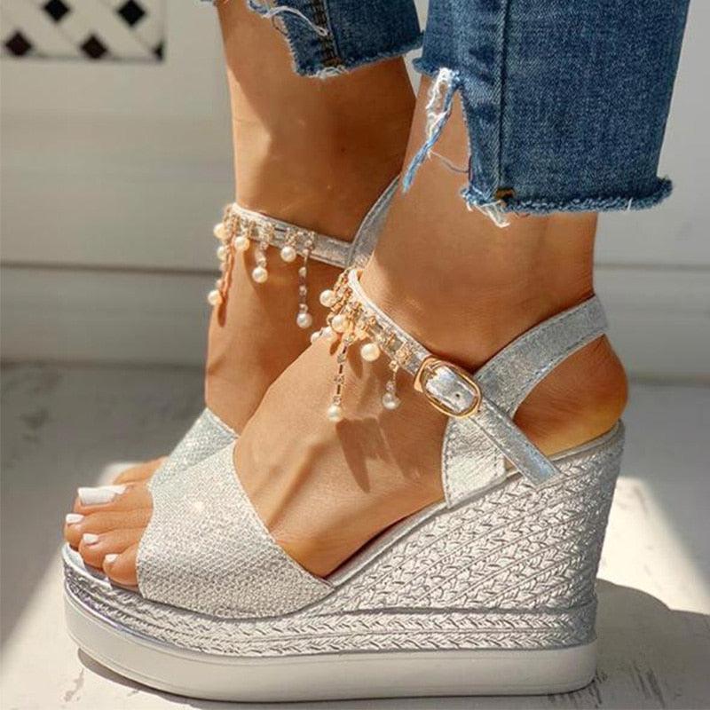 Platform Sandals Buckle Strap Peep Toe Thick Bottom Modern Espadrille Sandals Platform Cross Buckle Strap Slingback Summer Open Toe Shoes