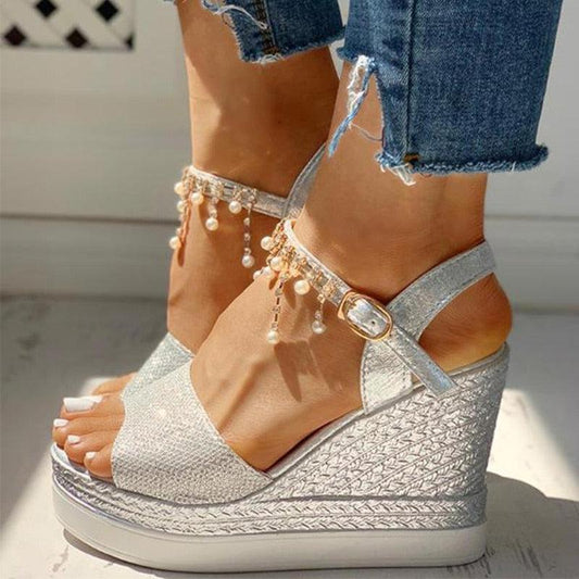Platform Sandals Buckle Strap Peep Toe Thick Bottom Modern Espadrille Sandals Platform Cross Buckle Strap Slingback Summer Open Toe Shoes
