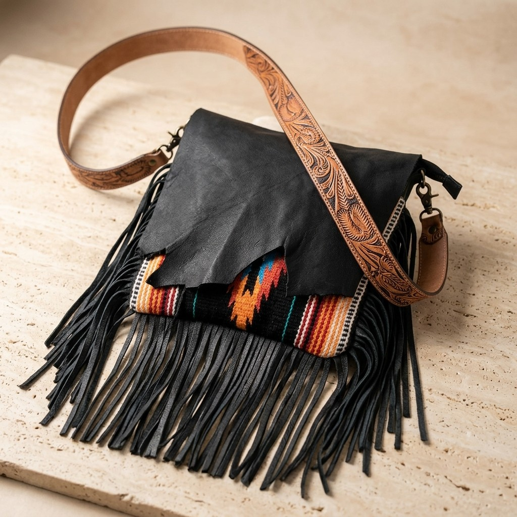 American Darling Colors of the Desert Boho Fringe messenger Saddle Blanket Bag